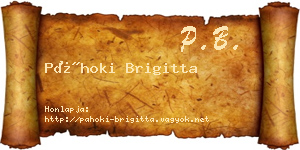 Páhoki Brigitta névjegykártya